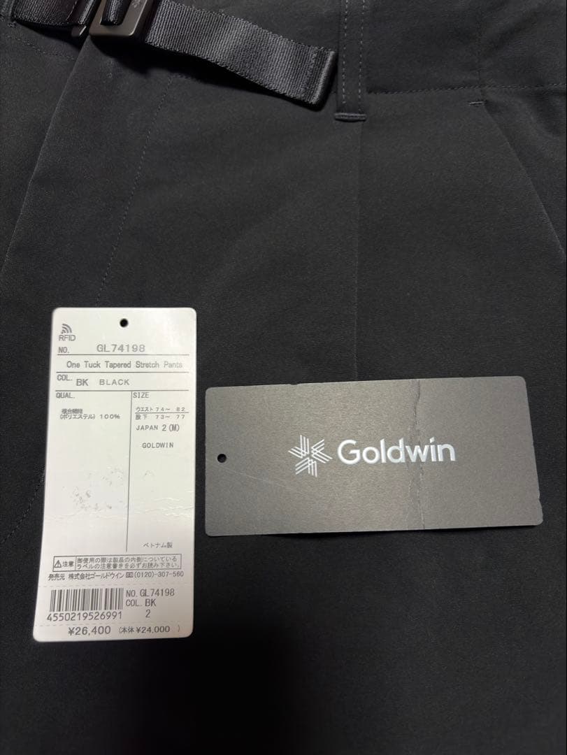 【美品】ゴールドウイン ワンタックテーパードストレッチパンツ ブラック サイズ2