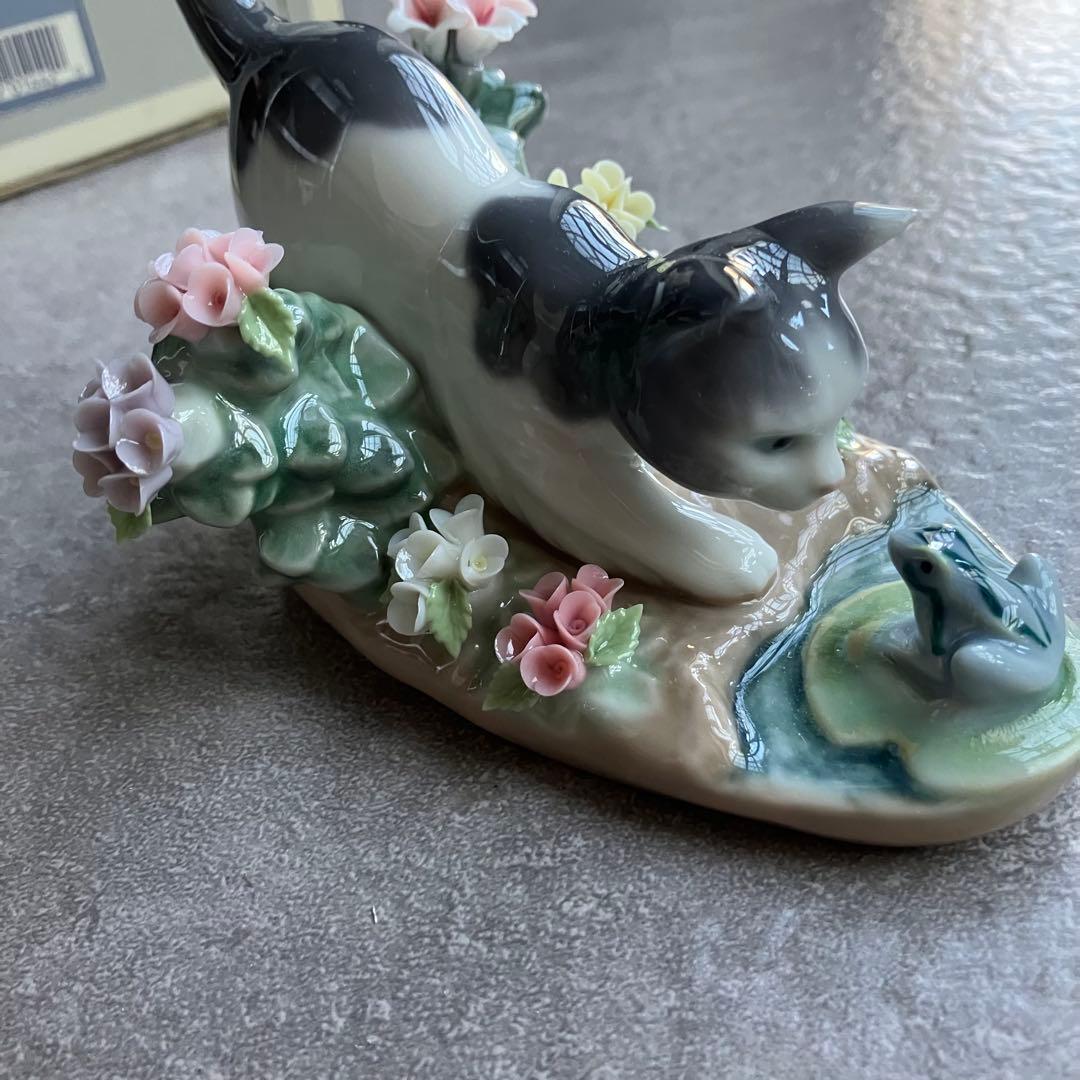 廃番希少 リヤドロ LLADRO 01442 猫とカエル にらみ合い　 箱付き