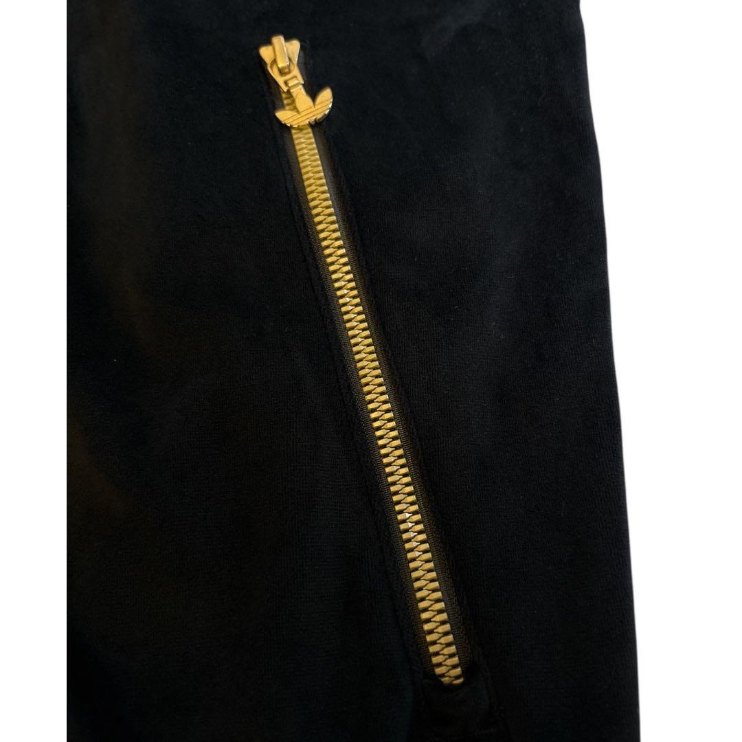 adidas アディダス ベロアジャージ トラックジャケット 黒金 Ｍ　y2k