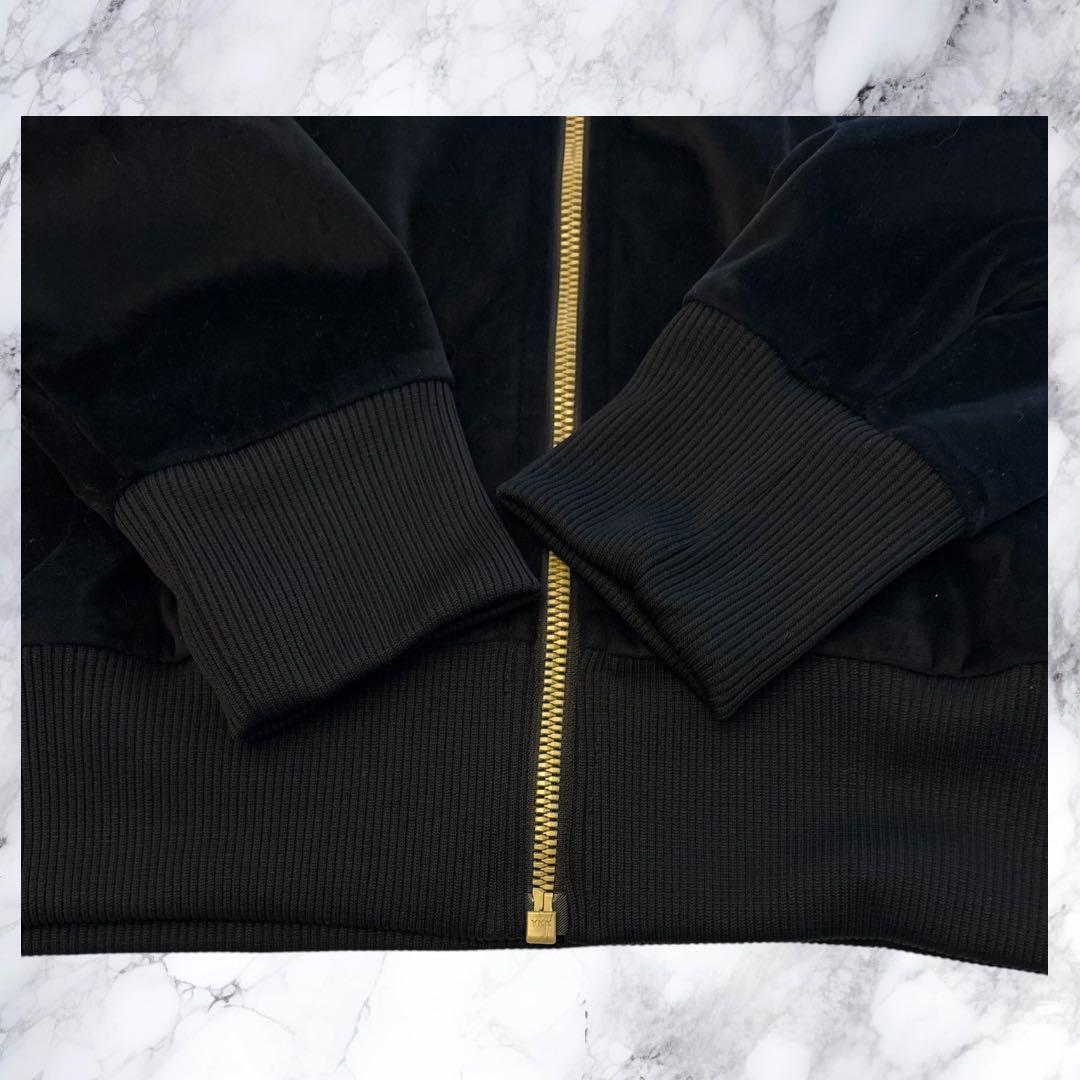 adidas アディダス ベロアジャージ トラックジャケット 黒金 Ｍ　y2k