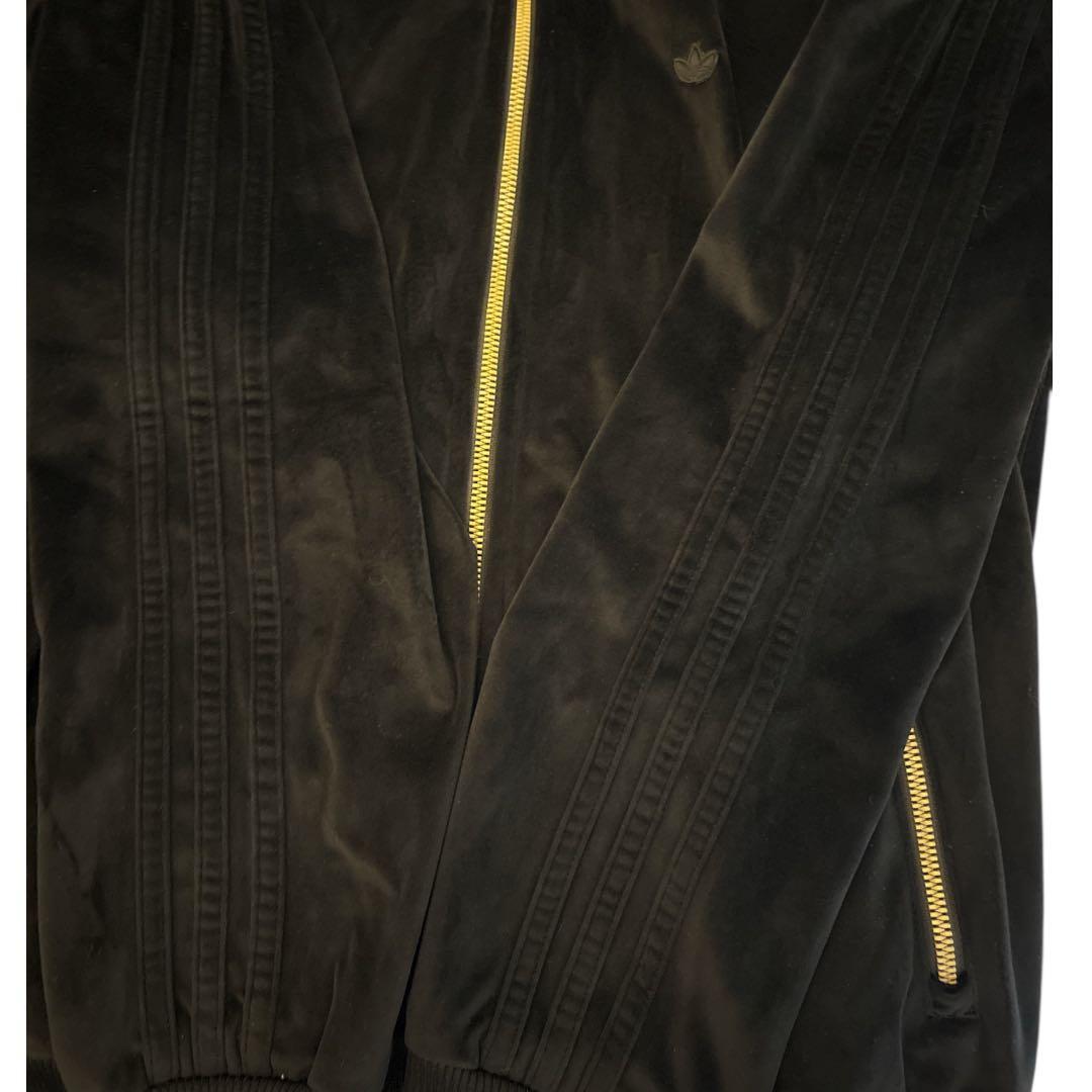 adidas アディダス ベロアジャージ トラックジャケット 黒金 Ｍ　y2k