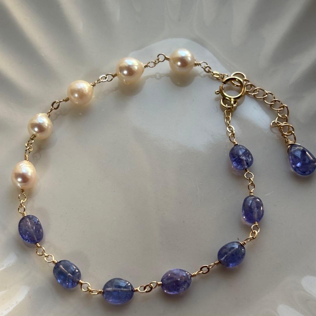 【専用です】タンザナイト＆アコヤ真珠✴︎14kgfブレスレットB176・他
