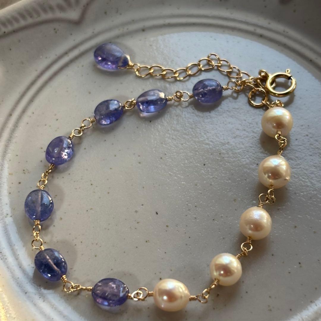 【専用です】タンザナイト＆アコヤ真珠✴︎14kgfブレスレットB176・他