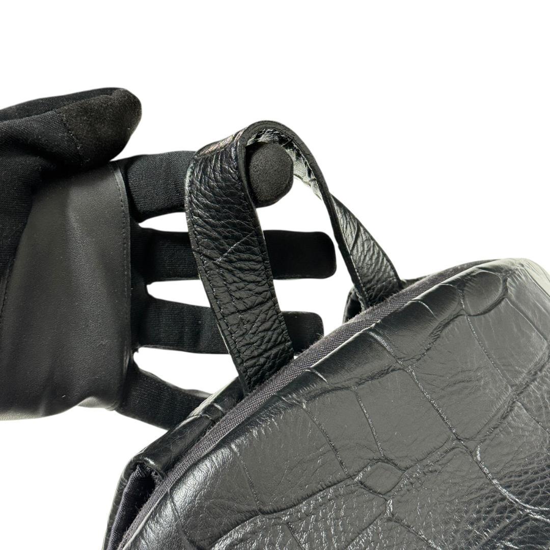 【未使用品】ペッレモルビダ クロコ型押し リュックサック バックパック 黒