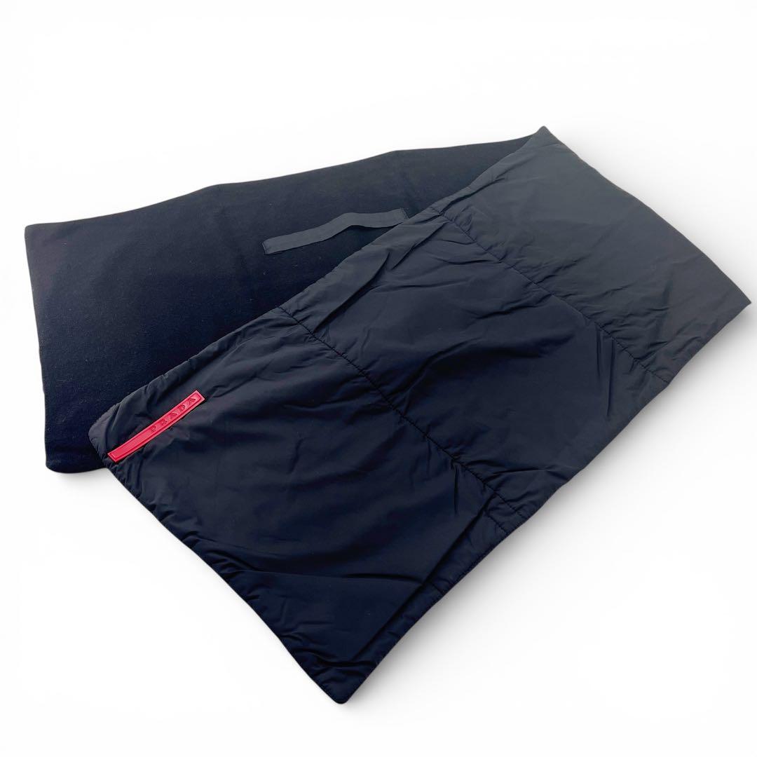 PRADA プラダスポーツ マフラー カシミヤ×ナイロン ポケット付 ブラック