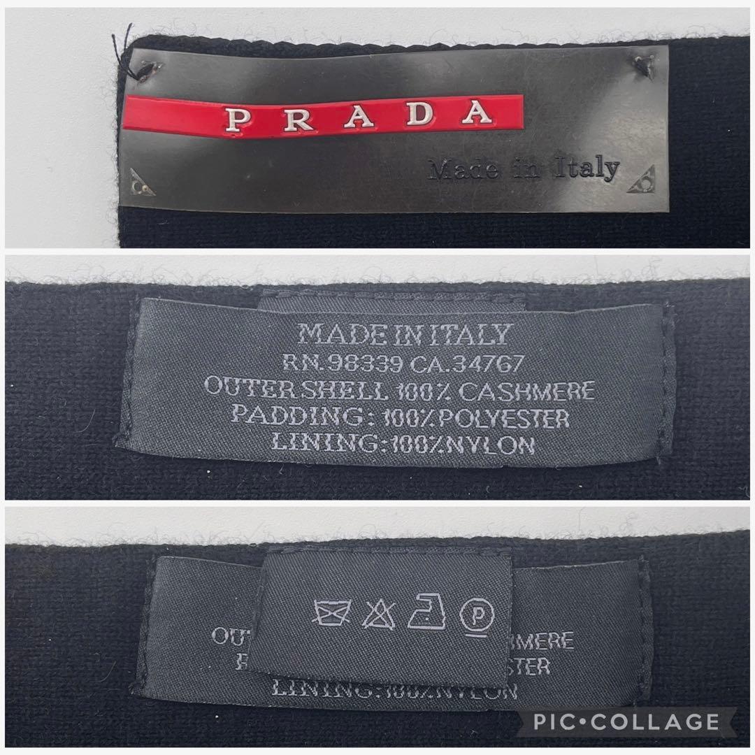 PRADA プラダスポーツ マフラー カシミヤ×ナイロン ポケット付 ブラック
