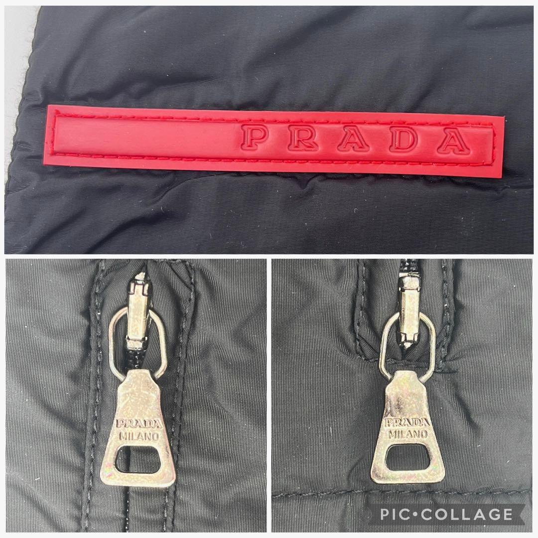 PRADA プラダスポーツ マフラー カシミヤ×ナイロン ポケット付 ブラック