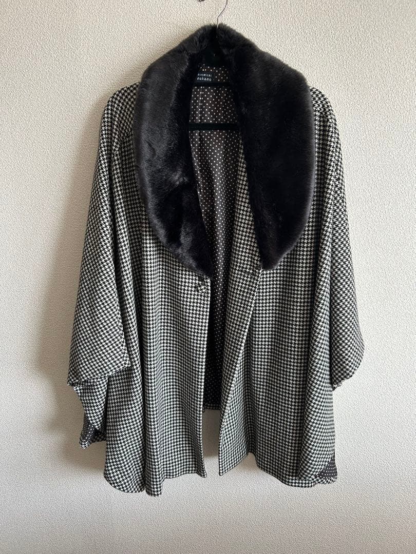 着物コートhiromichi nakano チェック柄ポンチョ