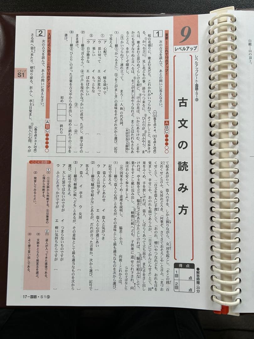 中学国語　家庭教師教材　要点指導書と
問題シート