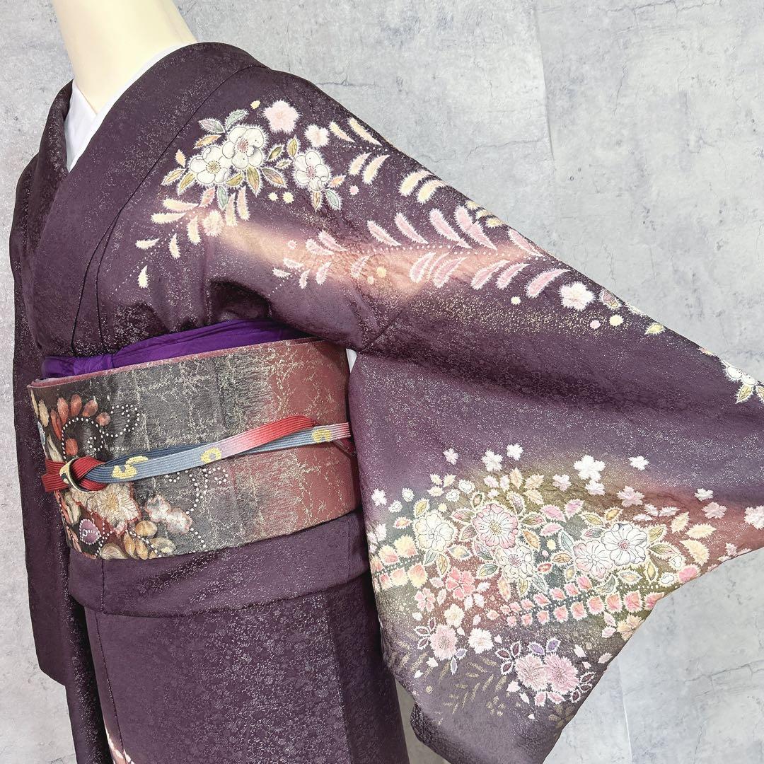 訪問着フルセット　辻ヶ花　翠山　着物　裄丈70 徳永憲峯　豪華　逸品　金通し　紫