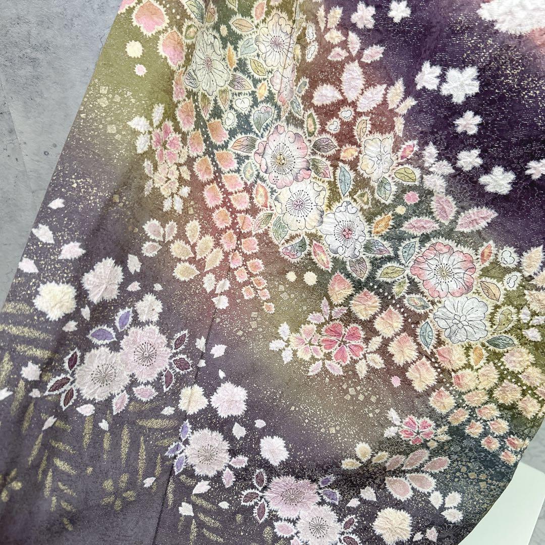 訪問着フルセット　辻ヶ花　翠山　着物　裄丈70 徳永憲峯　豪華　逸品　金通し　紫