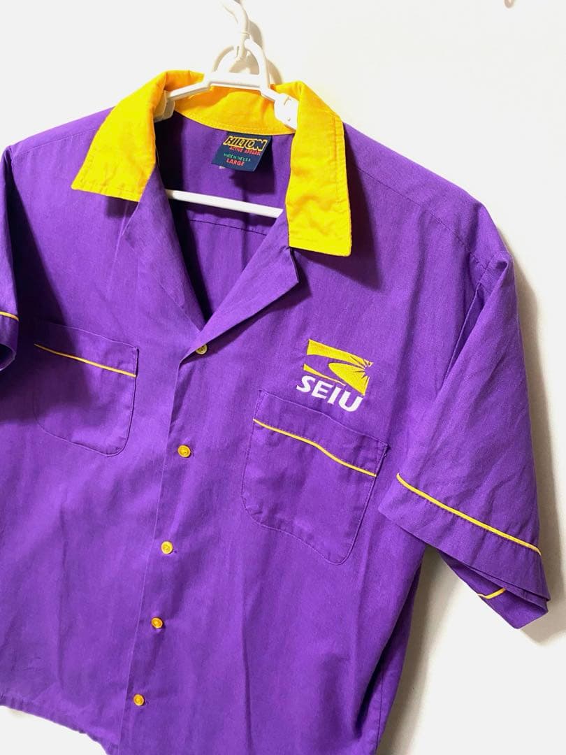 HILTON ヴィンテージ L 紫 ボーリング 半袖 シャツ