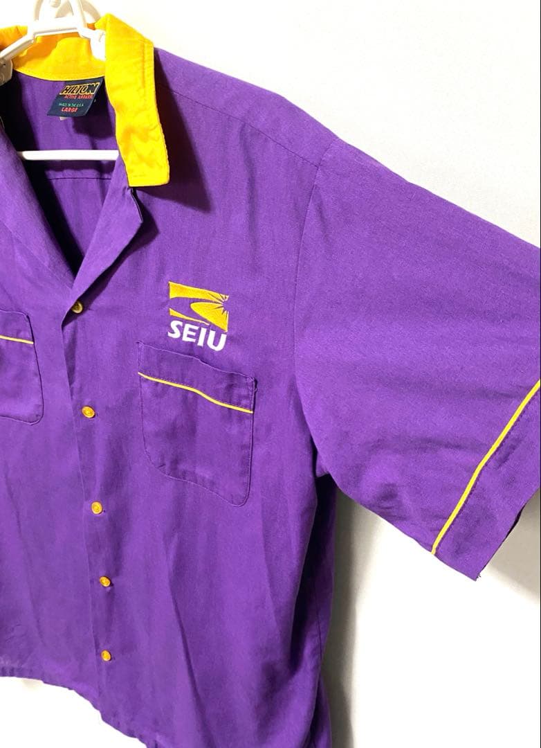 HILTON ヴィンテージ L 紫 ボーリング 半袖 シャツ