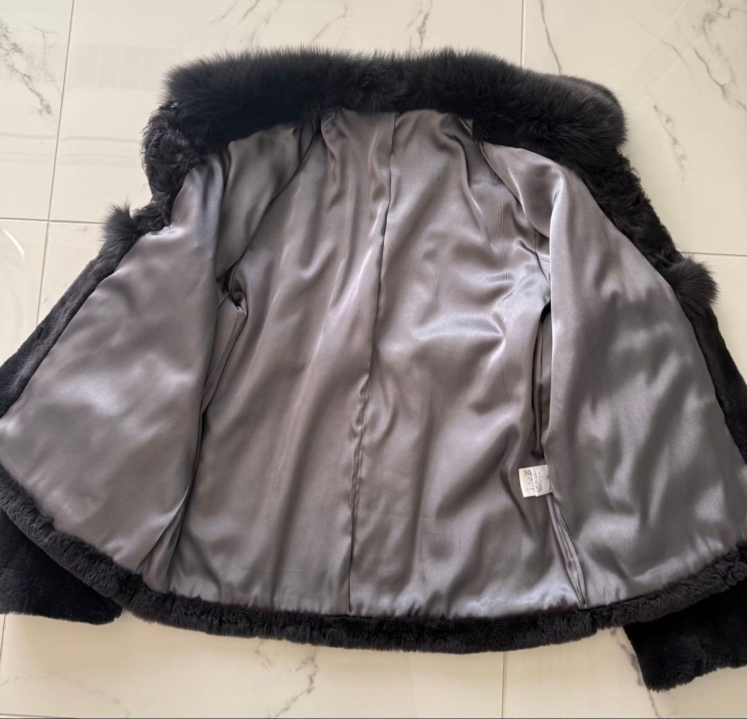 ダークグレー ファーショートジャケット