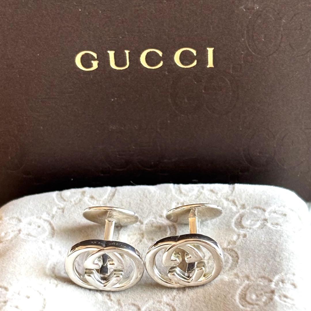 美品　GUCCI グッチ カフス インターロッキングG シルバー ビジネス