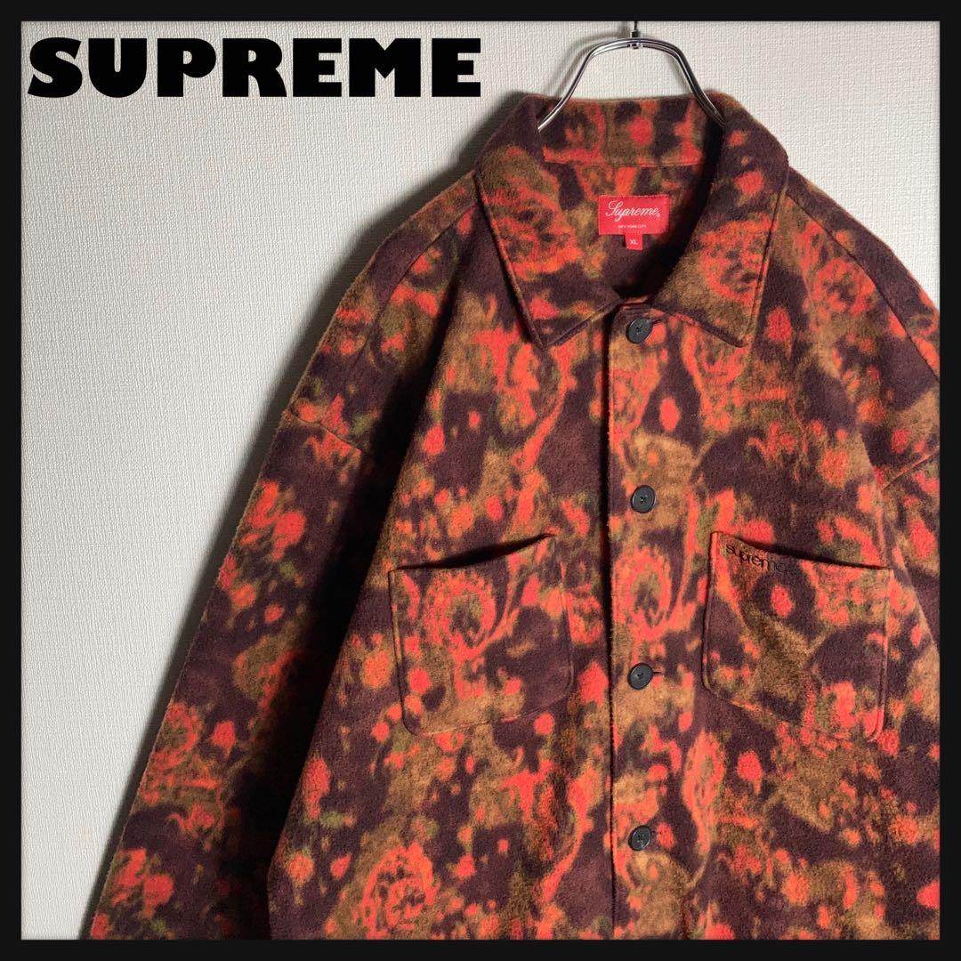 【美品】SUPREME カバーオール ジャケット 刺繍ロゴ 総柄 XL.