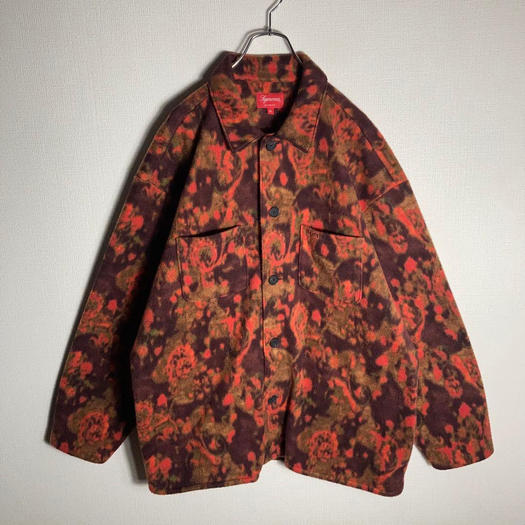 【美品】SUPREME カバーオール ジャケット 刺繍ロゴ 総柄 XL.
