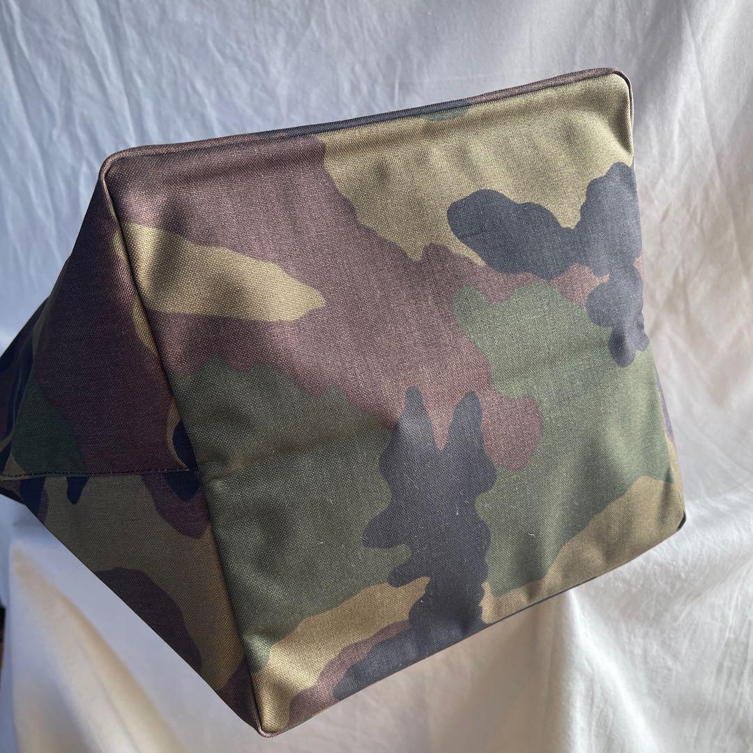 美品 エルベシャプリエ 725W カモフラ×モカ トートバッグ L 船形