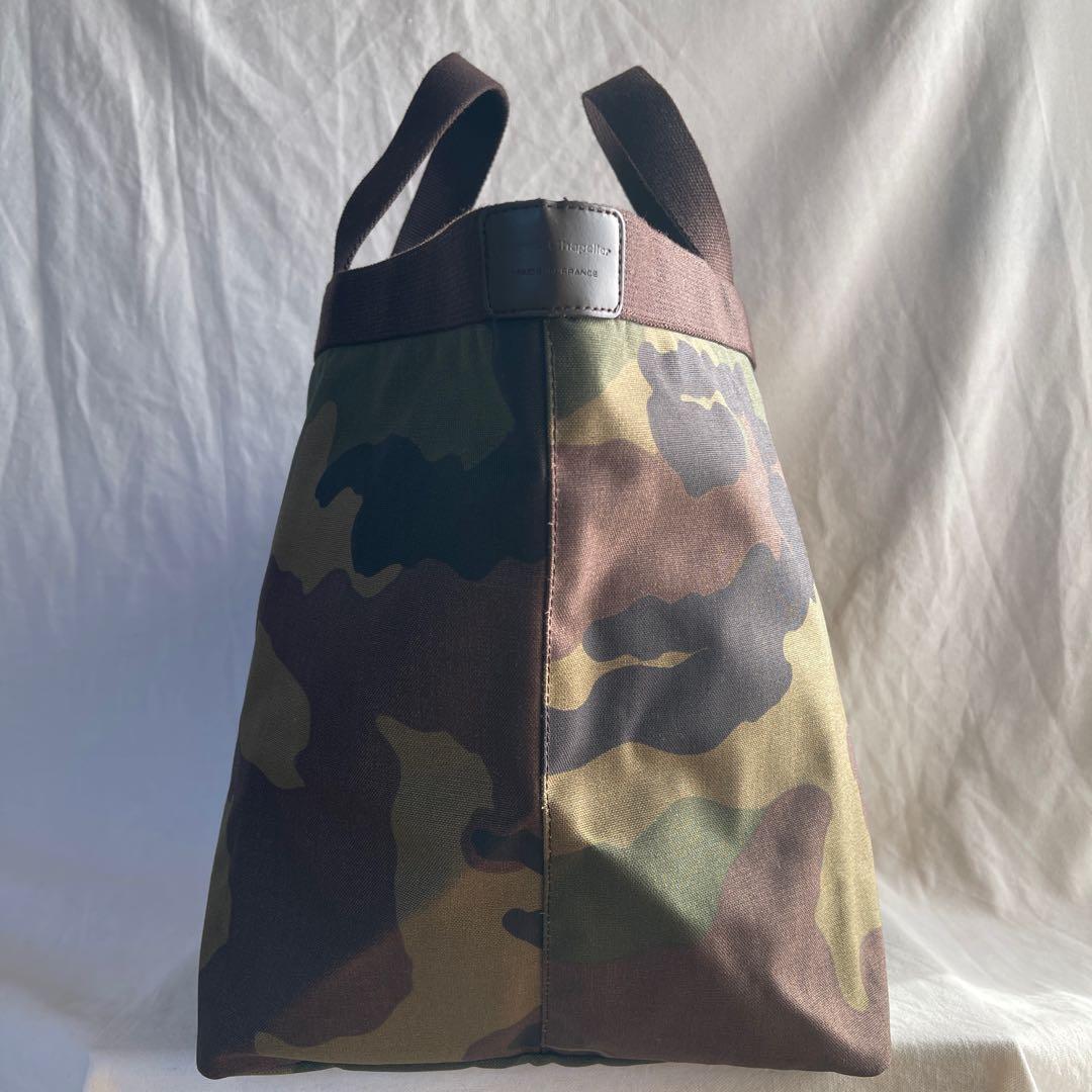 美品 エルベシャプリエ 725W カモフラ×モカ トートバッグ L 船形