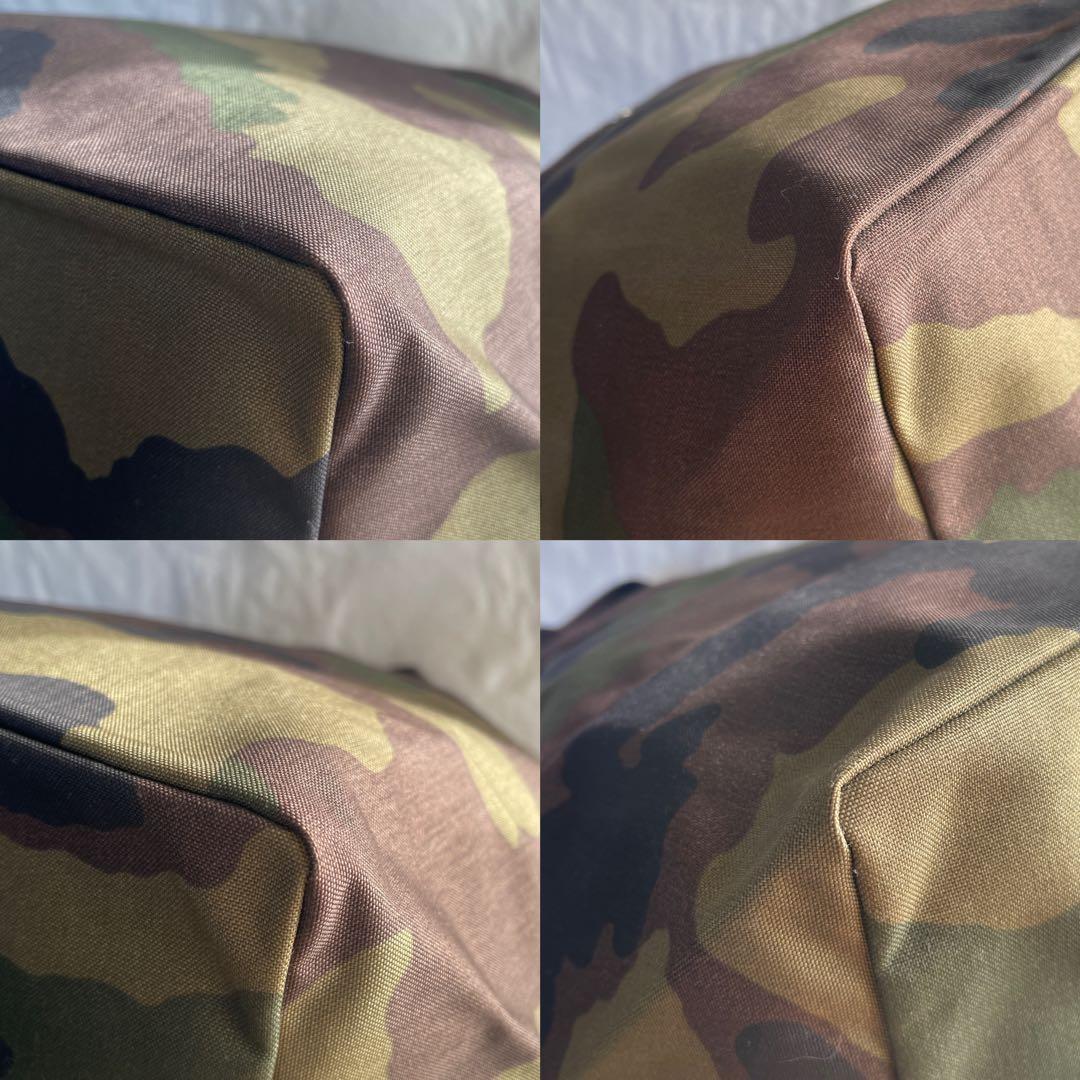 美品 エルベシャプリエ 725W カモフラ×モカ トートバッグ L 船形