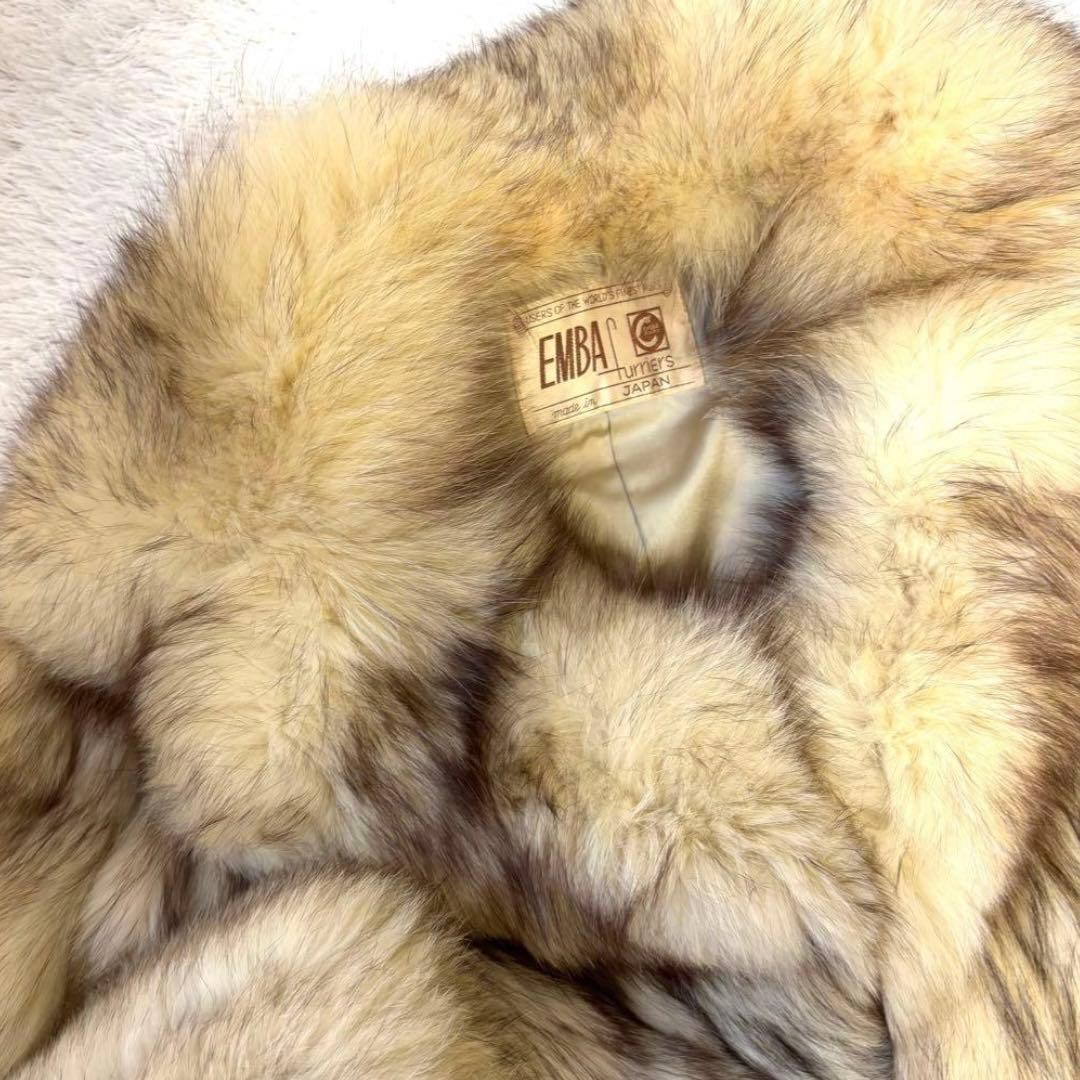 EMBA エンバ　フォックスファー　毛皮　コート　ボリューミー　ホワイト系