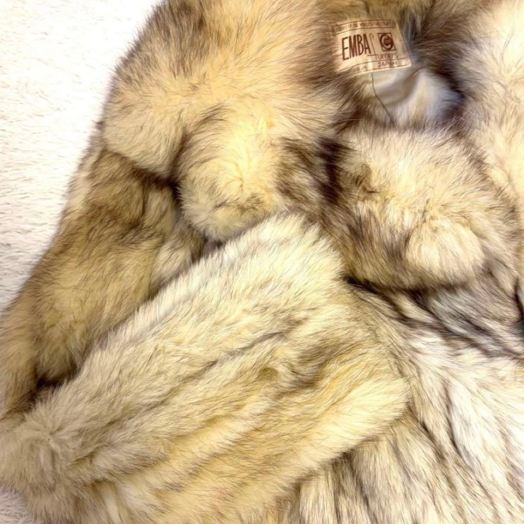 EMBA エンバ　フォックスファー　毛皮　コート　ボリューミー　ホワイト系