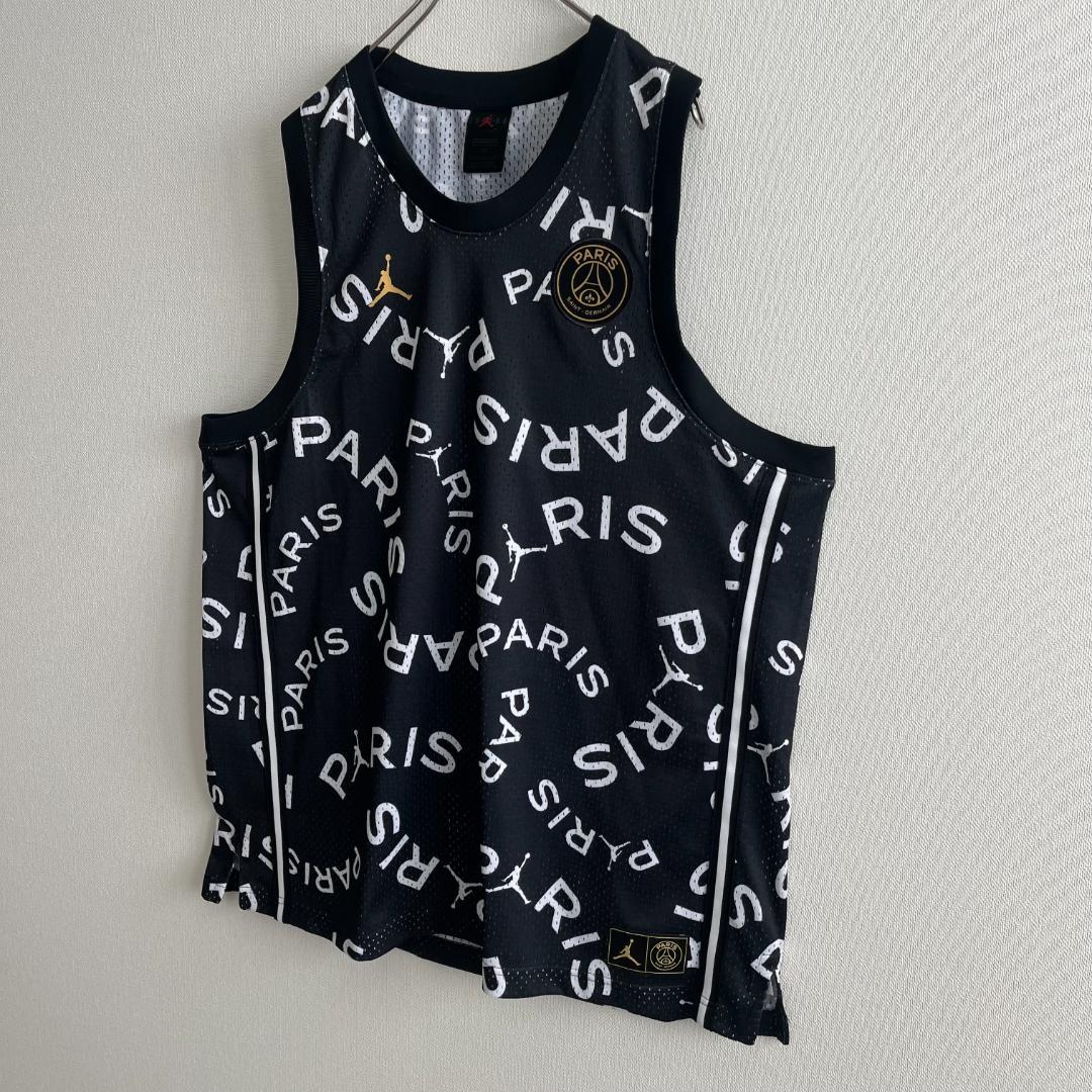 【極美品】ナイキ×パリサンジェルマン×ジョーダン/タンクトップ/総柄/XL/黒