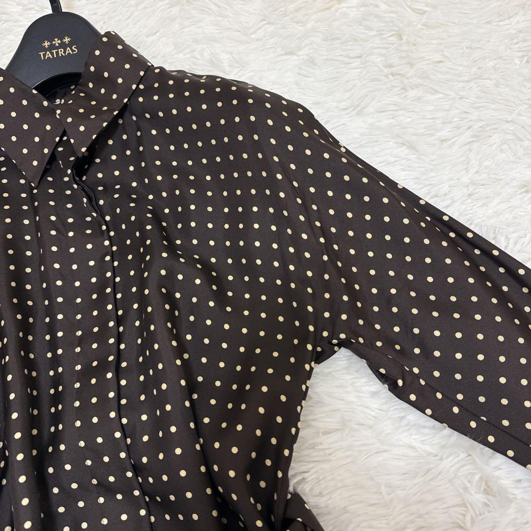 [美品✨白タグ] マックスマーラ シャツワンピース　シルク100% ドット　38