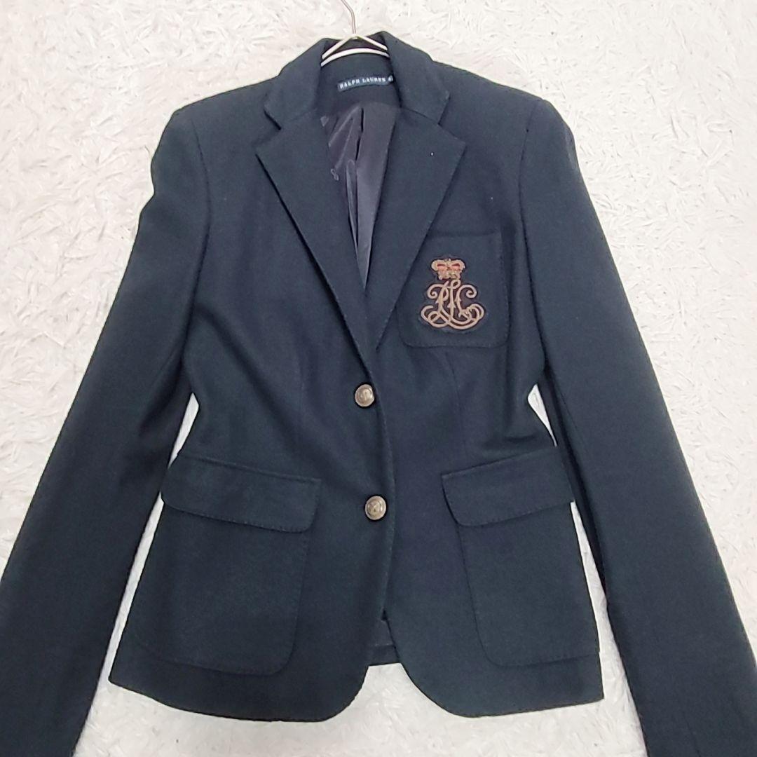 ラルフローレン 紺ブレ テーラードジャケット ワッペン 金ボタン エンブレム