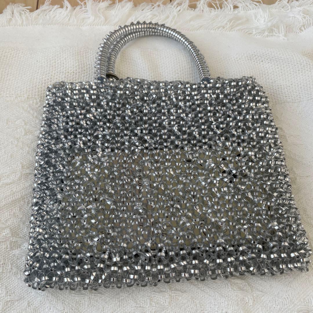 アンテプリマ風 ビーズ ワイヤーバッグ ショルダー 新品未使用 シルバー　②