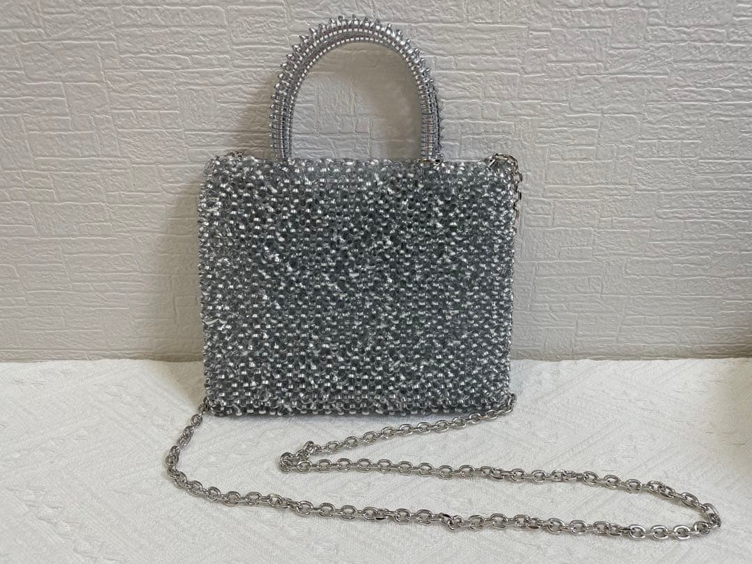 アンテプリマ風 ビーズ ワイヤーバッグ ショルダー 新品未使用 シルバー　②