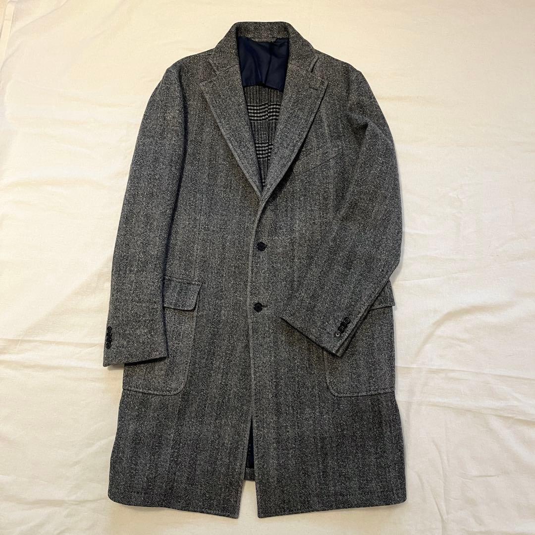 【レア★未使用に近い★滑らかなカシミヤ混】SHIPSヘリンボーンチェスターコート