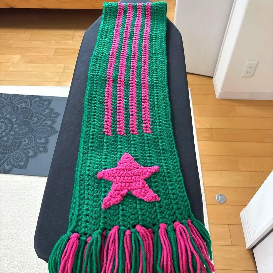 RICE NINE TEN/マフラー GREEN PINK。