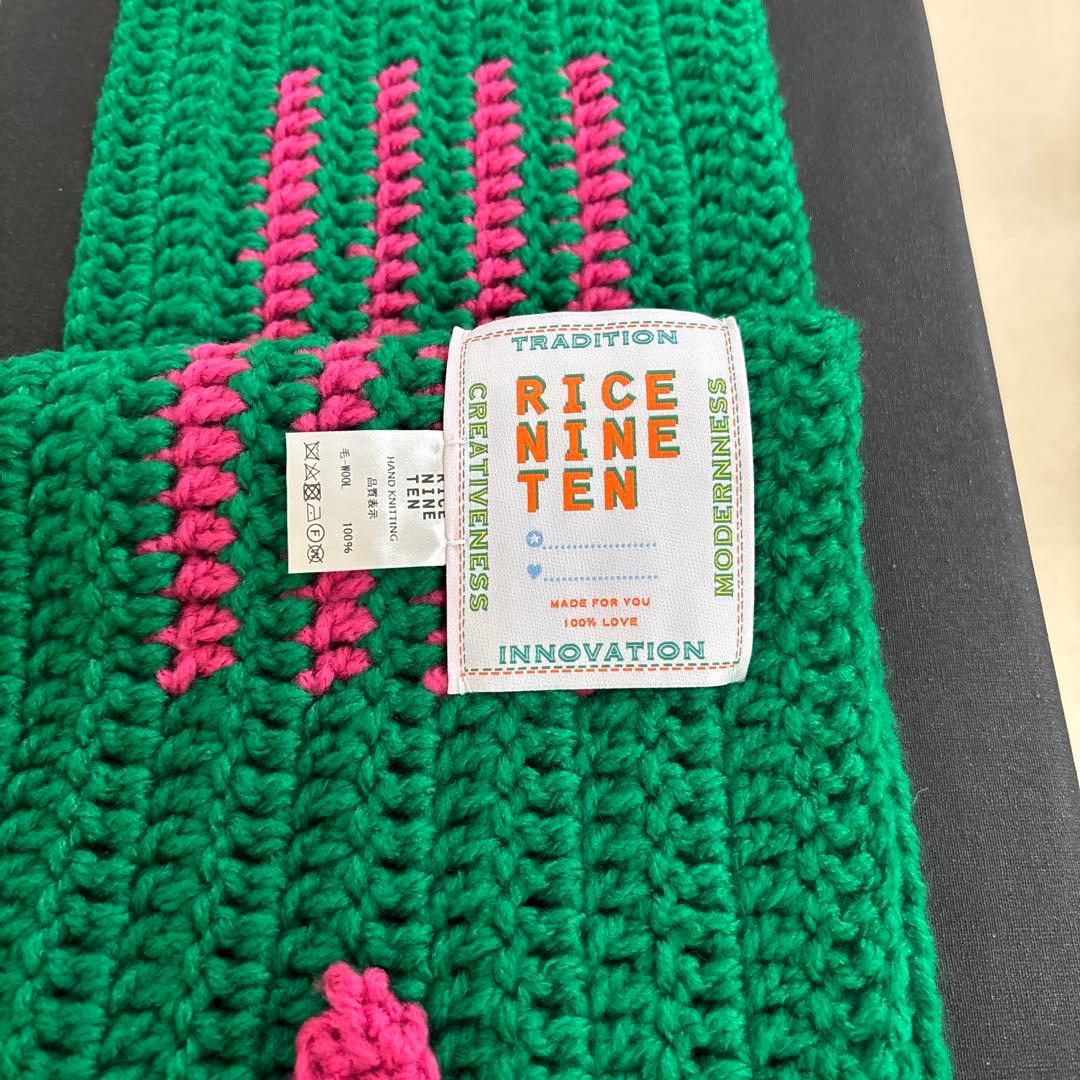 RICE NINE TEN/マフラー GREEN PINK。