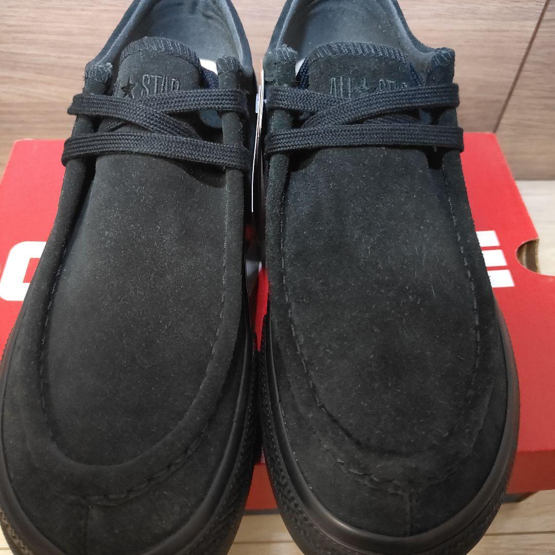 新品未使用28.0cm CONVERSE本革スエード モカシンスニーカー 黒