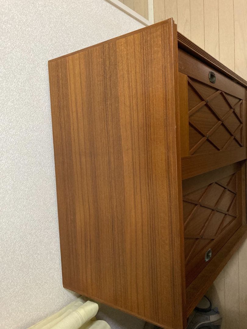 最終値下　木製シューズラック ダイヤモンドパターン 天然木