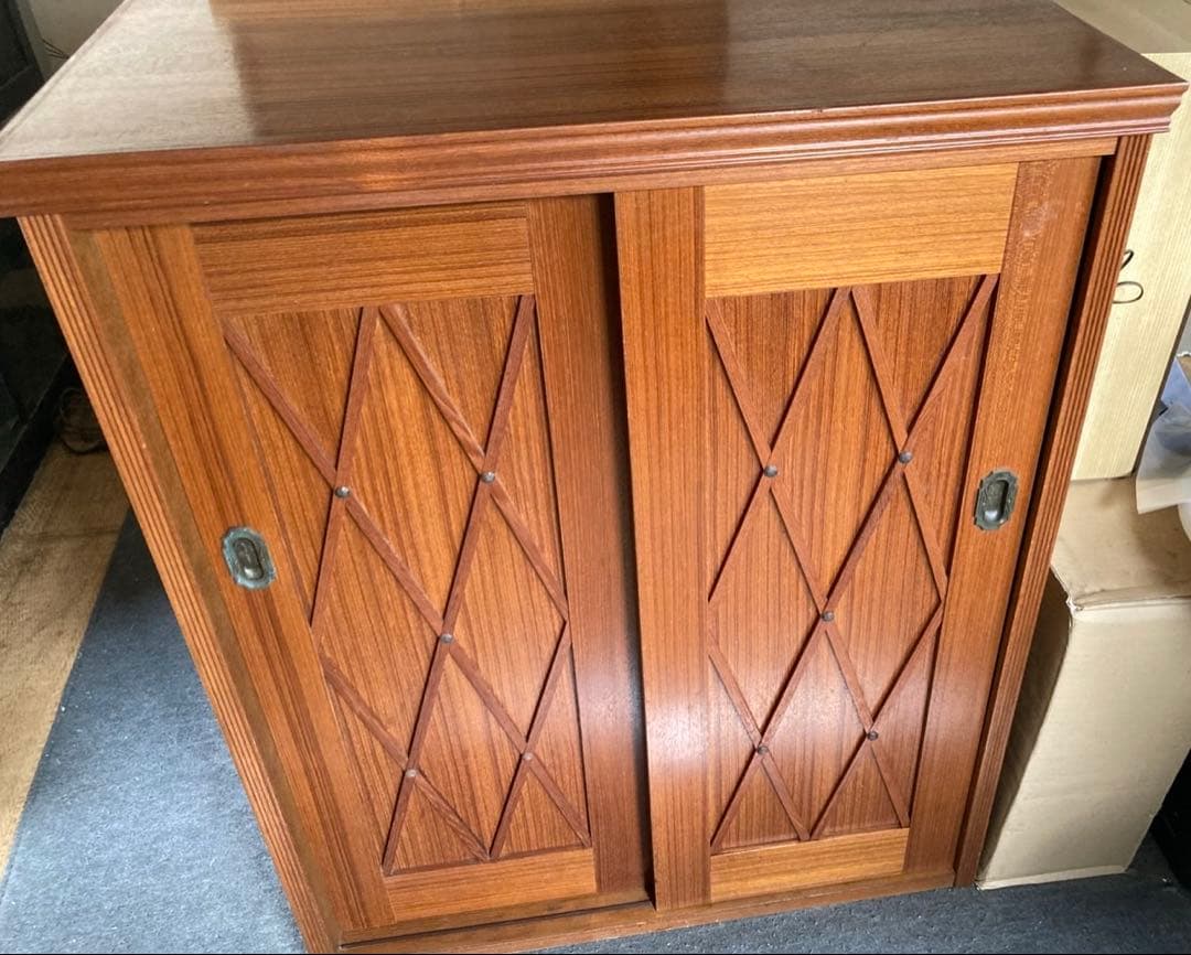 最終値下　木製シューズラック ダイヤモンドパターン 天然木