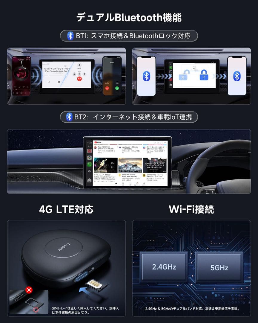 カーナビ ATOTO CB6C CarPlay AI Box Android Auto