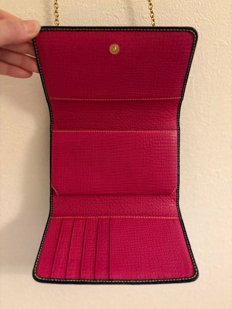 D&G ドルガバ ネイビー レザー スマホショルダーバッグ