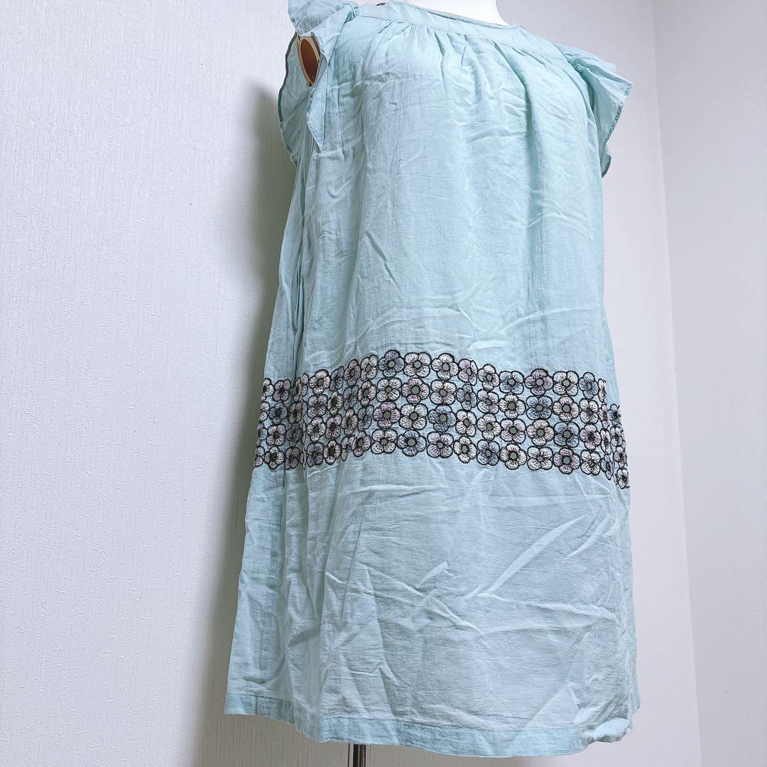 【ミナペルホネン】美品 piha ワンピース 花柄刺繍 カットワーク フリル袖