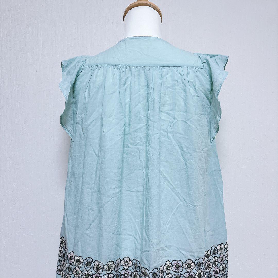 【ミナペルホネン】美品 piha ワンピース 花柄刺繍 カットワーク フリル袖