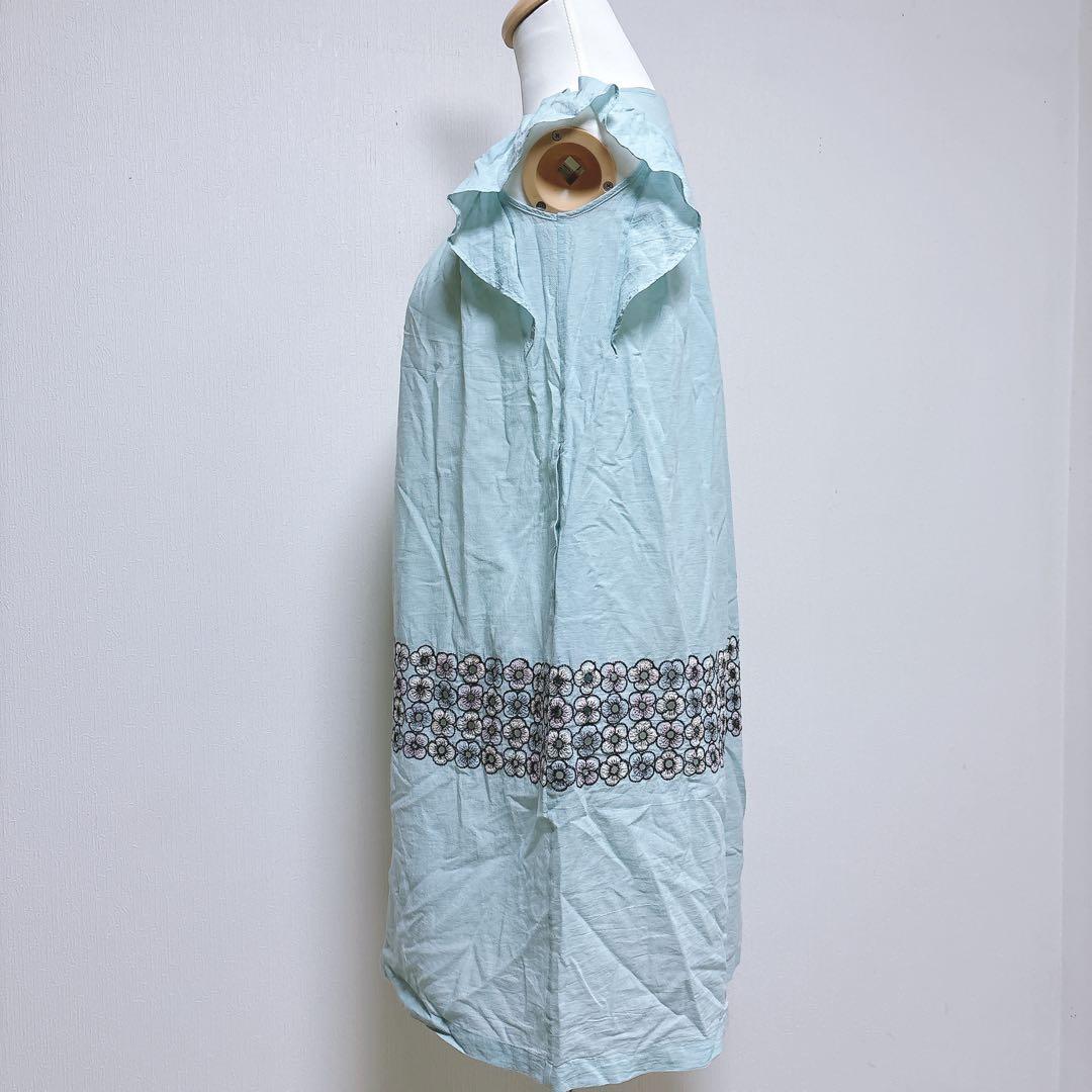 【ミナペルホネン】美品 piha ワンピース 花柄刺繍 カットワーク フリル袖