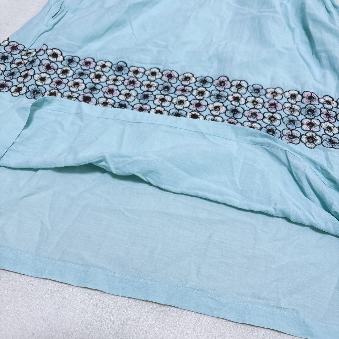 【ミナペルホネン】美品 piha ワンピース 花柄刺繍 カットワーク フリル袖