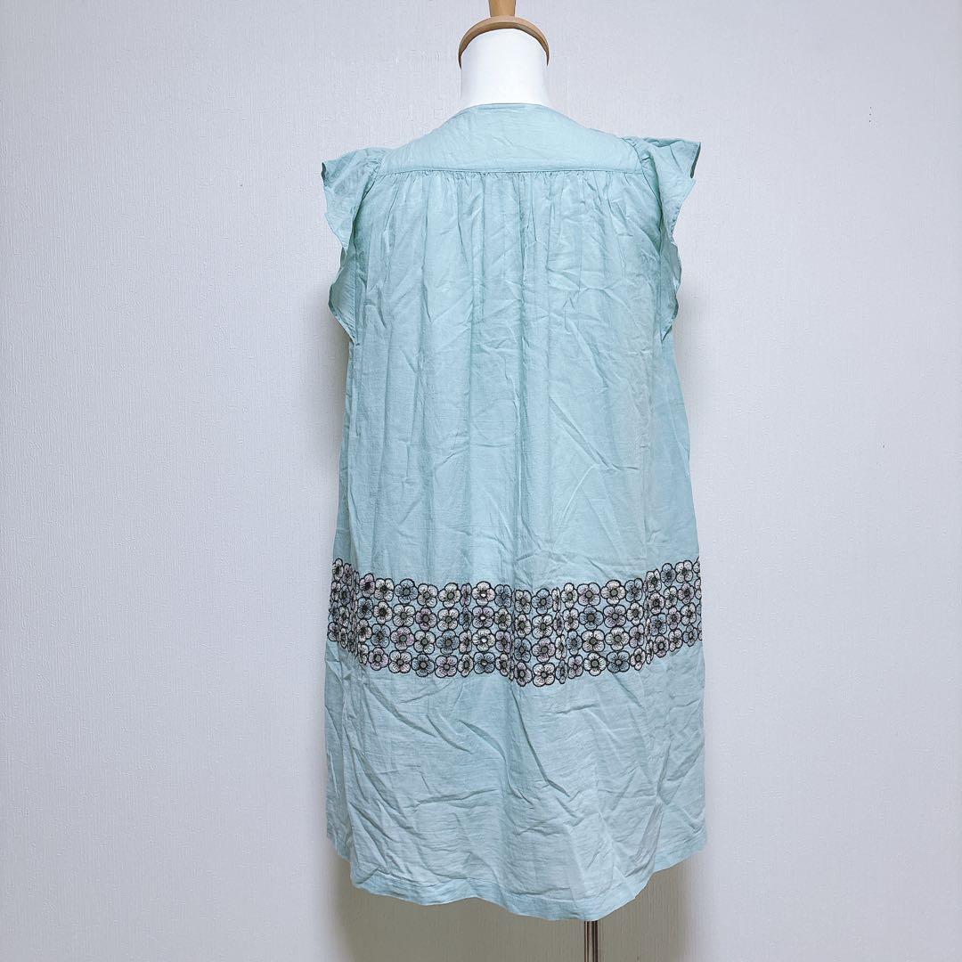 【ミナペルホネン】美品 piha ワンピース 花柄刺繍 カットワーク フリル袖