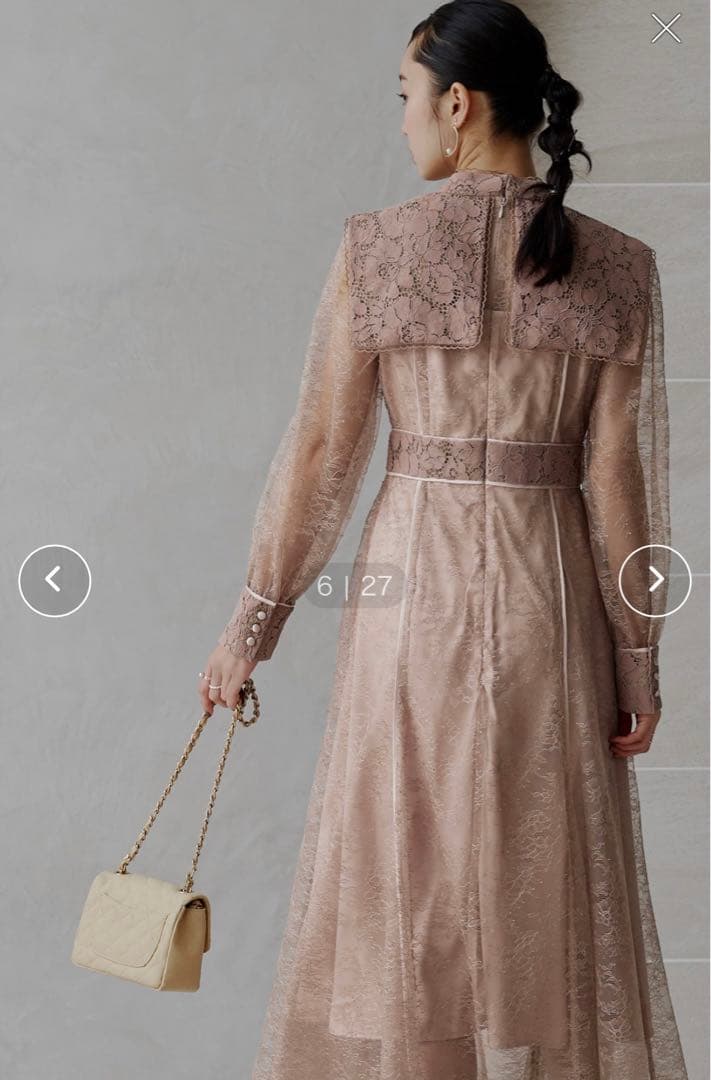 結婚式お呼ばれドレス　ピンクベージュ