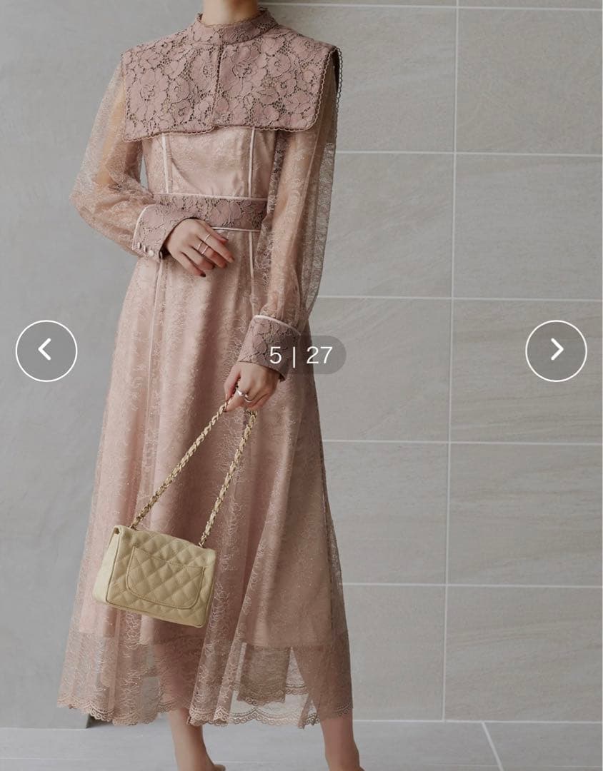 結婚式お呼ばれドレス　ピンクベージュ