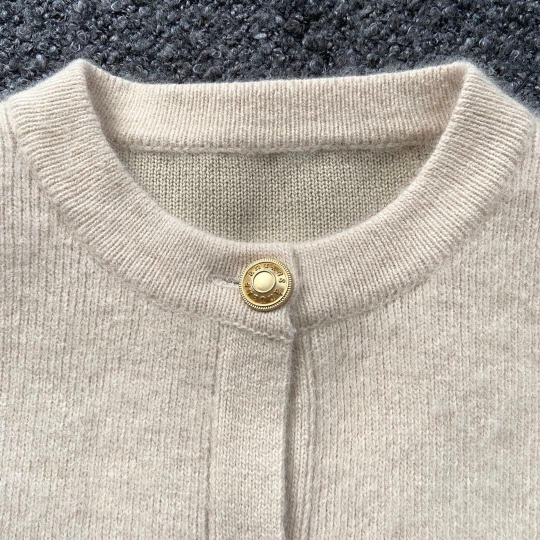 anuans ラクーンブレンドノーカラーニットジャケット カーディガン ウール