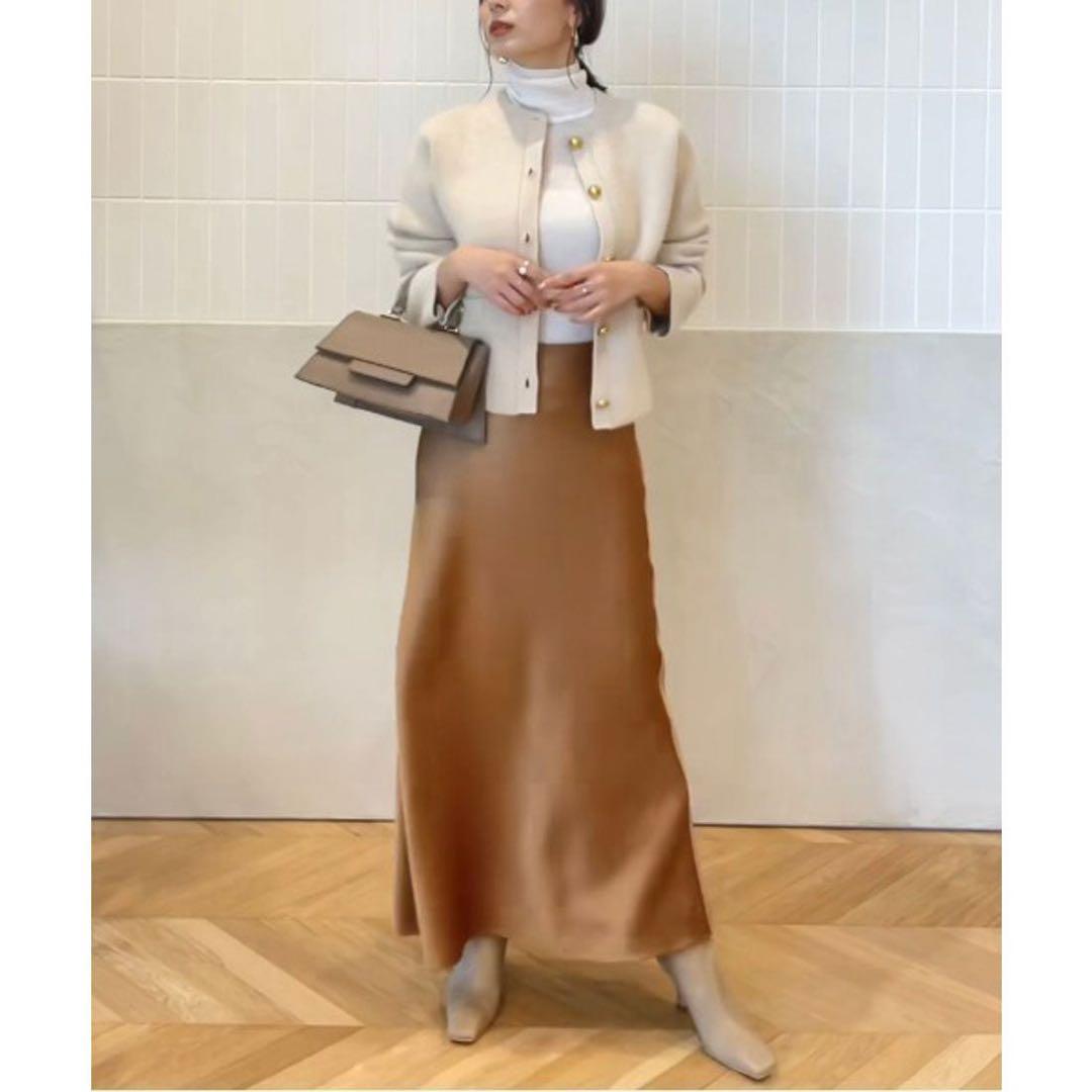 anuans ラクーンブレンドノーカラーニットジャケット カーディガン ウール