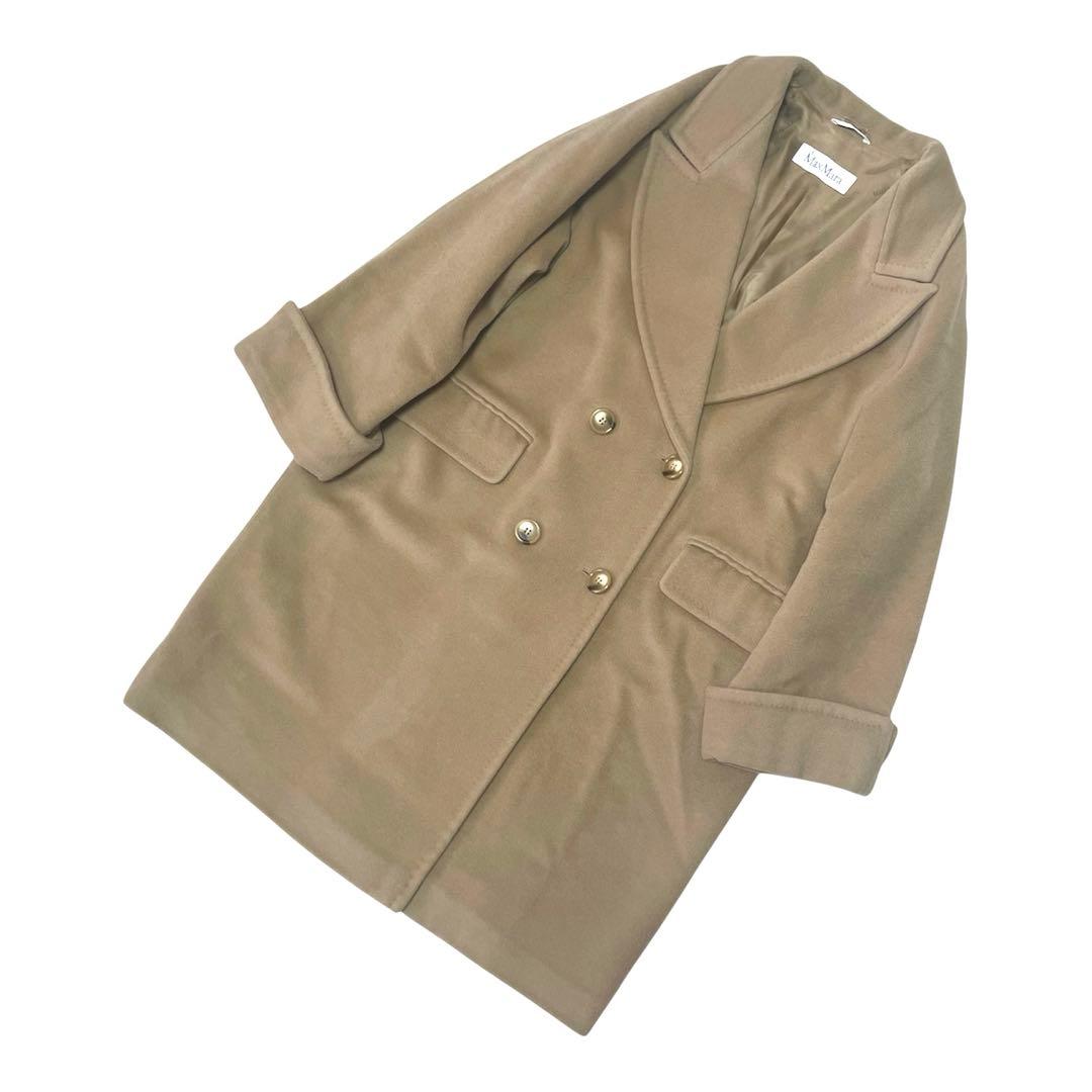 定価40万超 Max Mara 白タグ カシミヤ混ダブル アイコンコート 42