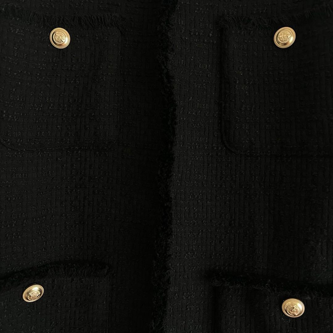 ガリャルダガランテ　ツイードクルーネックジャケット　ブラック